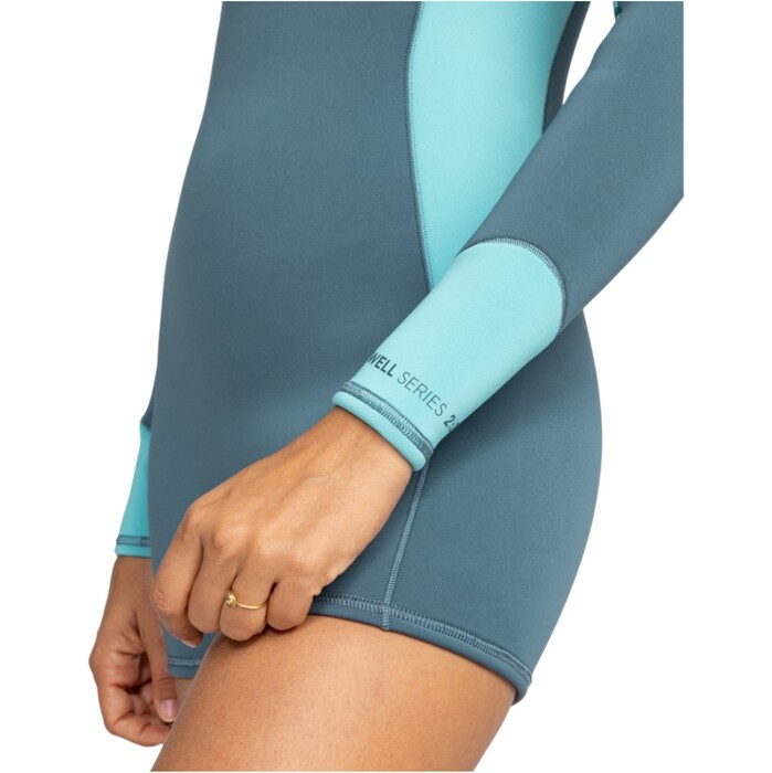 2024 Roxy Womens Swell Series 2mm Long Sleeve Back Zip Shorty Wetsuit ERJW403054 - Starglazer